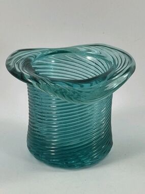 AVON "Vintage" Teal Swirl Glass Top Hat